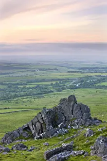 Sourton Tor and rolling countryside on the western edge of Dartmoor National Park