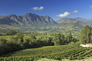 South Africa, Western Cape, Franschhoek, view over Town and Valley