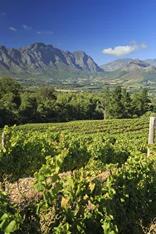 Images Dated 6th July 2016: South Africa, Western Cape, Franschhoek, view over Town and Valley
