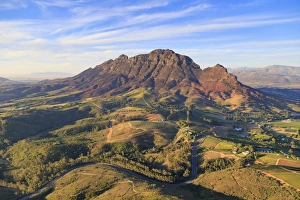 South Africa, Western Cape, Stellenbosch, Aerial view of Simonsberg Mountain range