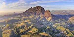 Africa Gallery: South Africa, Western Cape, Stellenbosch, Aerial view of Simonsberg Mountain range