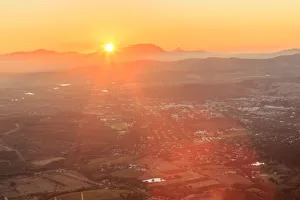 South Africa, Western Cape, Stellenbosch, Aerial view of Simonsberg Mountain range