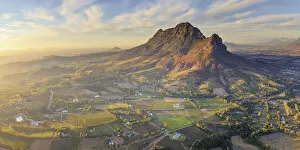 Images Dated 6th July 2016: South Africa, Western Cape, Stellenbosch, Aerial view of Simonsberg Mountain range