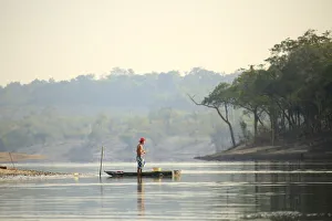 Images Dated 16th March 2016: South America, Brazil, Amazon, Amazonas, Rio Urubu, a fisherman on the river Urubu
