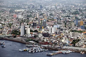 Images Dated 19th October 2012: South America, Brazil, Amazonas state, Manaus, aerial view of the city centre of Manaus