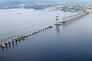 Images Dated 19th October 2012: South America, Brazil, Amazonas state, Manaus, construction on the Manaus-Iranduba bridge