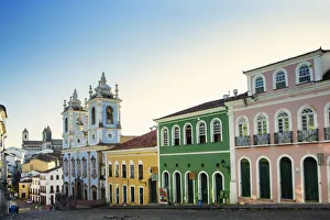 Afro Brazilian Gallery: South America, Brazil, Bahia, Salvador, Historic centre, the Pelourinho showing Portuguese