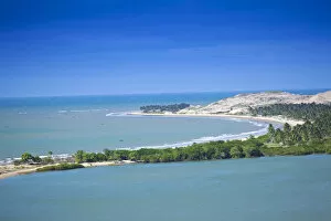 South America, Brazil, Ceara, beach and lagoon on the Ceara coast