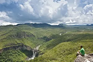 South America, Brazil, Goias, Chapada dos Veadeiros, storm clouds over the cerrado
