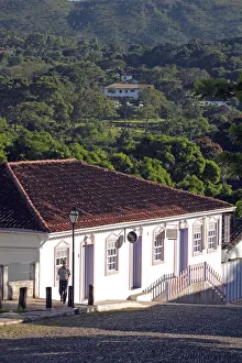 South America, Brazil, Goias, Pirenopolis, view of shops and Portuguese colonial houses