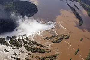 South America, Brazil, Parana, aerial view of the Devils Throat at the Iguazu