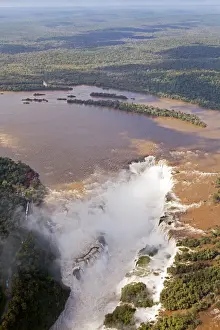 South America, Brazil, Parana, aerial view of the Devils Throat at the Iguazu