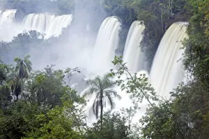 Images Dated 28th November 2012: South America, Brazil, Parana, the Iguazu falls in full flood and lying on the frontier