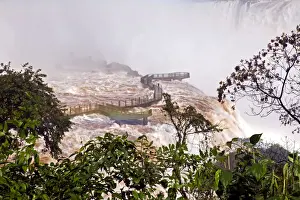 Parque Nacional Prints: South America, Brazil, Parana, an observation platform closed because of flood
