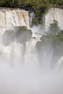 Platform Prints: South America, Brazil, Parana, a viewing platform at the Iguazu falls in full flood
