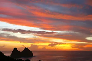 South America, Brazil, Pernambuco, Fernando de Noronha Island, the Dois Irmaos rocks