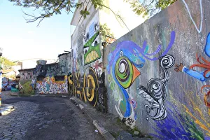 South America, Brazil, Sao Paulo, Vila Madalena, the Beco do Batman - an alley covered