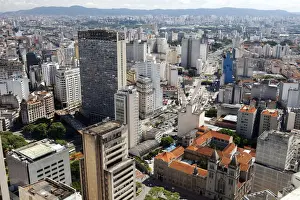South America, Brazil, Sao Paulo; view of Sao Paulo city from the top of the Banespa