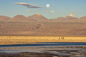 Andes Collection: South America, Chile, Andes, Atacama, San Pedro de Atacama, people and volcano