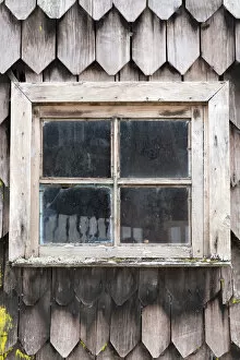 Images Dated 21st February 2017: South America, Chile, Patagonia, Chiloe island, window on traditional wooden Chiloe house