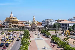 Development Prints: South America, Colombia, view of the old walled colonial centre of Cartagena city