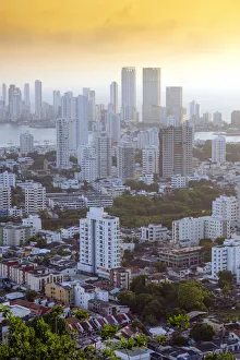 South America, Colombia, view of the skyline of Cartagena