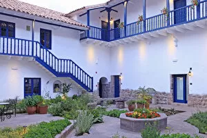 South America, Peru, Cusco, an interior courtyard in the Orient-Express Palacio Nazarenas