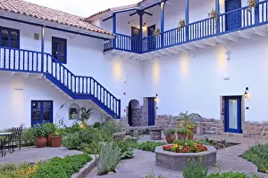 Court Prints: South America, Peru, Cusco, an interior courtyard in the Orient-Express Palacio Nazarenas