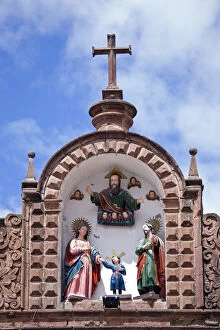 South America, Peru, Cusco. A representation of the holy family - Mary, Joseph