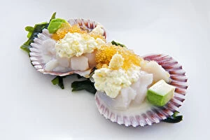 Images Dated 5th February 2013: South America, Peru, Lima, Miraflores. Conchas Toshi - scallops in Tiger Milk - with