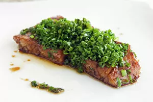 Images Dated 5th February 2013: South America, Peru, Lima, Miraflores. Conger Eel steak with Spring Onion sesame oil