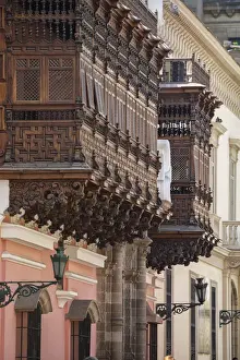 South America, Peru, Lima, wood alcove in historical center