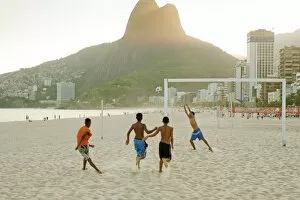 Images Dated 11th October 2012: South America, Rio de Janeiro, Rio de Janeiro city, Ipanema, boys playing football