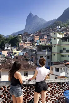 Images Dated 11th October 2012: South America, Rio de Janeiro, Rio de Janeiro city, two girls look out over a view