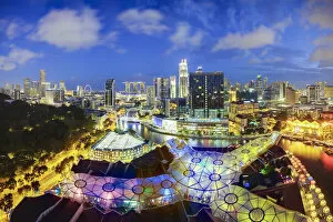 Tall Buildings Gallery: South East Asia, Singapore, Elevated view over the Entertainment district of Clarke Quay
