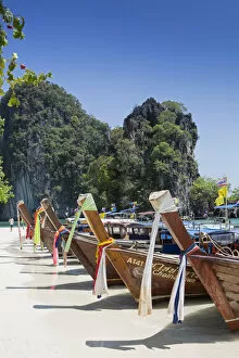 Images Dated 14th June 2013: South East Asia, Thailand, Krabi province, Koh Hong, long-tail boats on Hat Koh Hong