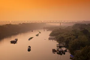 Red River Prints: South East Asia, Vietnam, Hanoi, Red River, view from Long Bien Bridge
