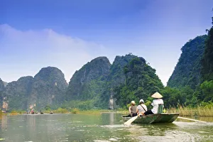 Karsts Prints: South East Asia, Vietnam, Ninh Binh, Tam Coc, river, rowing boat and limestone karsts
