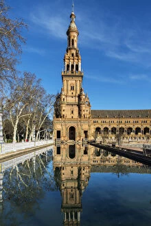 Images Dated 5th April 2016: South Tower in Plaza de Espana, Seville, Andalusia, Spain