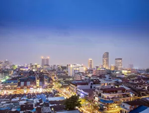 Images Dated 15th May 2018: Southeast Asia, Cambodia; Phnom Penh. The skyline of Phnom Penhs central business