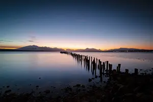 Cile Prints: Southern America, Chile, Patagonia: sunset at Puerto Natales