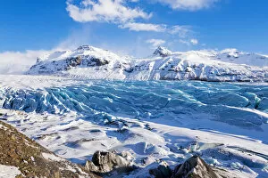 Images Dated 27th May 2016: Southern Iceland, Europe. Panoramic view of a glacier in wintertime