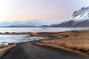 Southern Iceland: sunset on the road to Stokksnes, Vestrahorn, Hofn