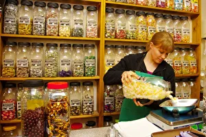 Midlands Prints: Southwell, England. Sweets are sold in this traditional shop