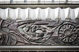 Mitte Prints: Soviet era wall mural, Alexanderplatz, Alexanderplatz, Berlin, Germany