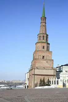 Leaning Tower Prints: Soyembika Tower in Kazan Kremlin, UNESCO World Heritage Site, Tatarstan, Russia