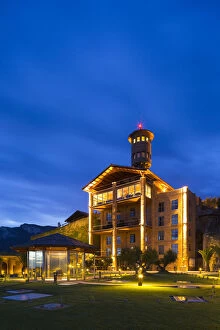 Spain, Alava, Laguardia. Hotel Eguren Ugarte is adjacent to the winery bearing the