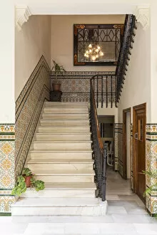Images Dated 6th April 2022: Spain, Anadalusia, Malaga, Ronda, Staircase in the Casino building