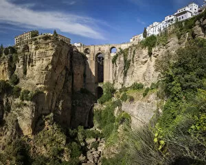 Images Dated 6th April 2022: Spain, Anadalusia, Malaga, Ronda, View of Ronda and the New Bridge