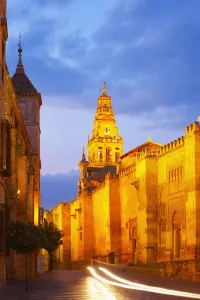 Traffic Trails Prints: Spain, Andalucia, Cordoba, La Mezquita cathedral at dusk